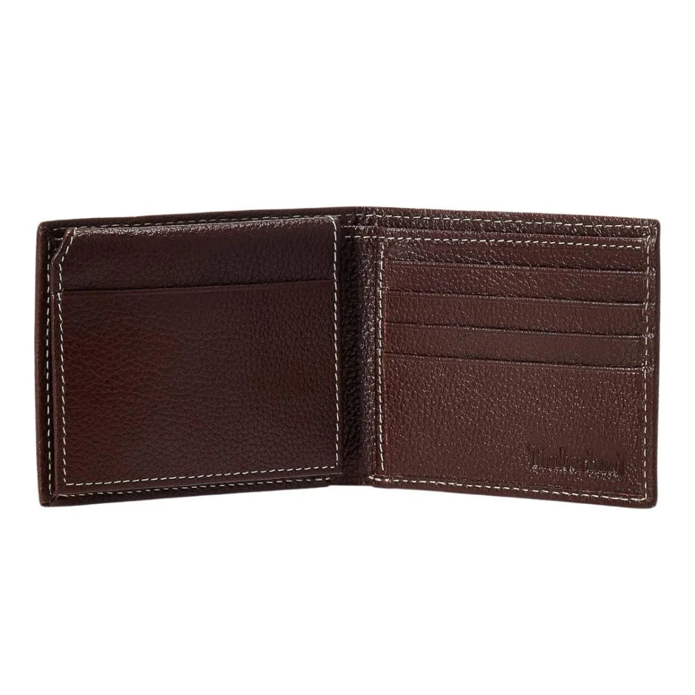 Timberland Men’s Leather Wallet with Attached Flip Pocket - BRW - Brown - Accessories