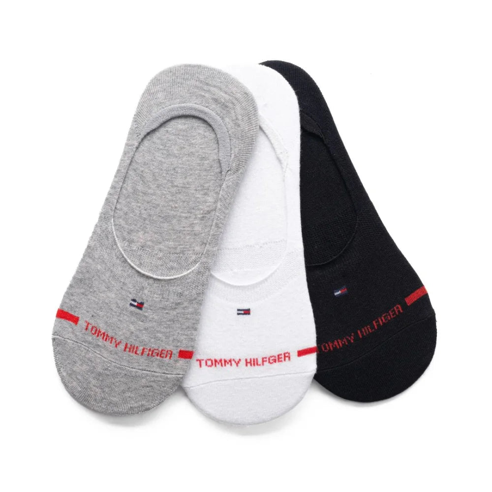 Tommy Hilfiger 3-Pack Iconic No Show Socks - 3 Pairs / White/ Black / Gray - Accessories