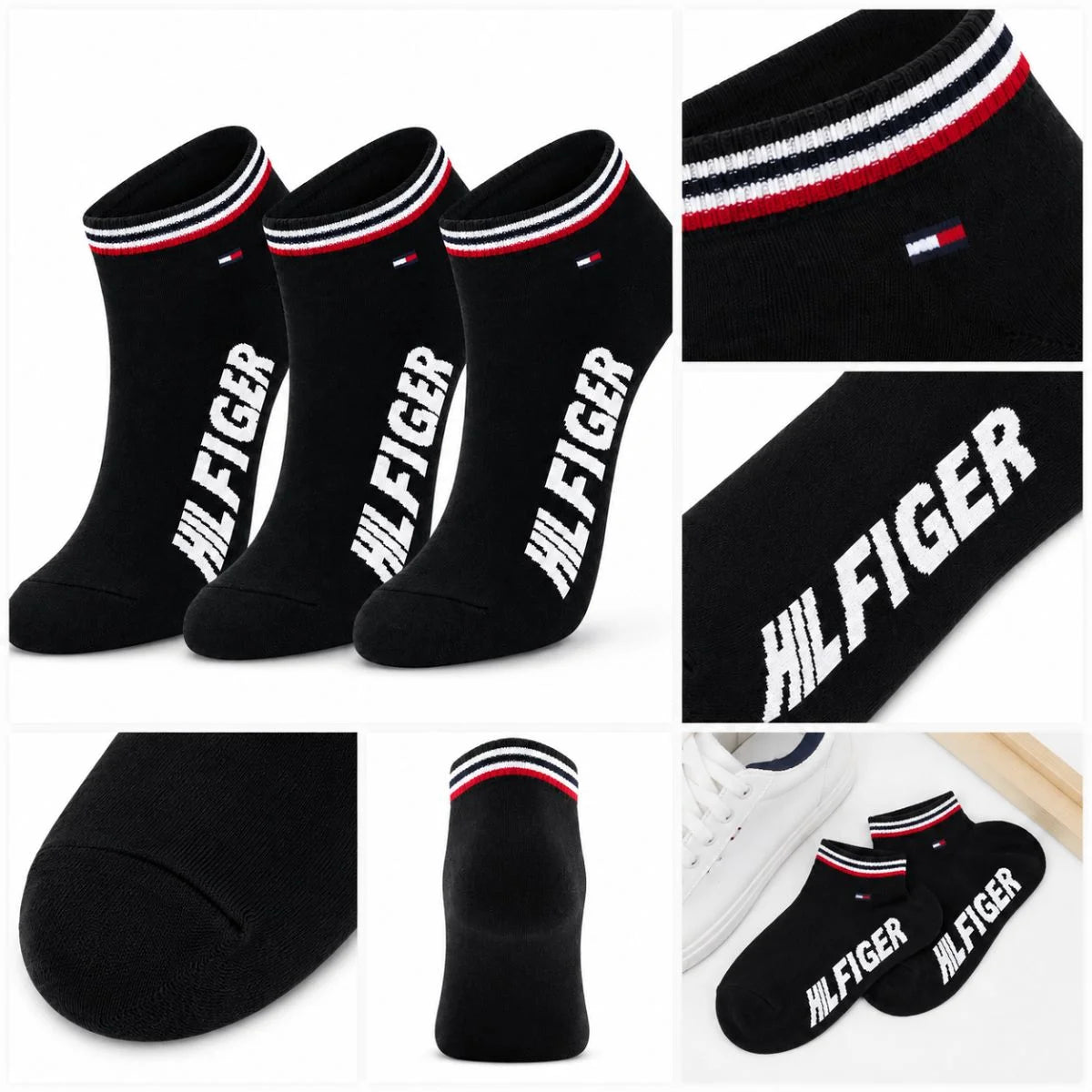 Tommy Hilfiger 3-Pack Low Cut Socks- BLK - 3 Pairs / Black / OS