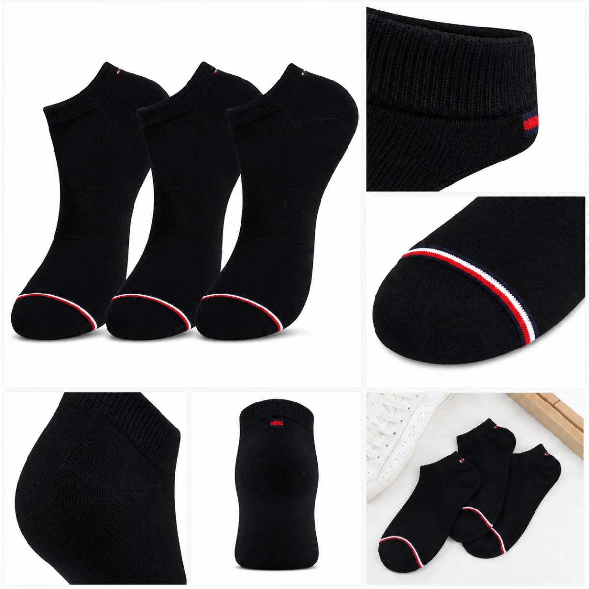 Tommy Hilfiger 3-Pack Low Cut Socks- BLK - 3 Pairs / Black / OS
