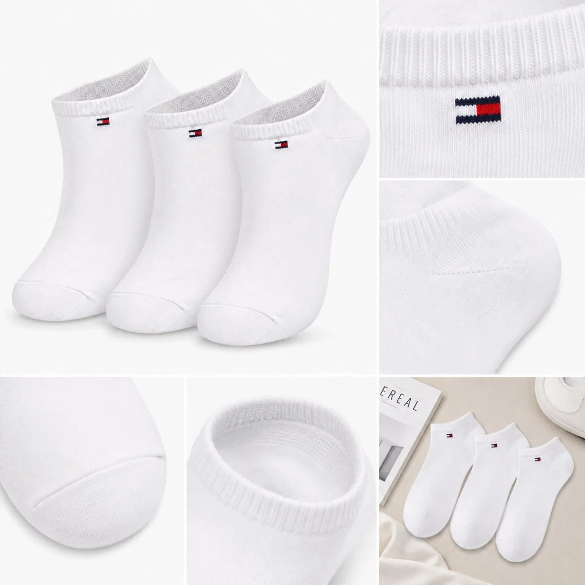 Tommy Hilfiger 3-Pack Low Cut Socks- WHT - 3 Pairs / White / OS