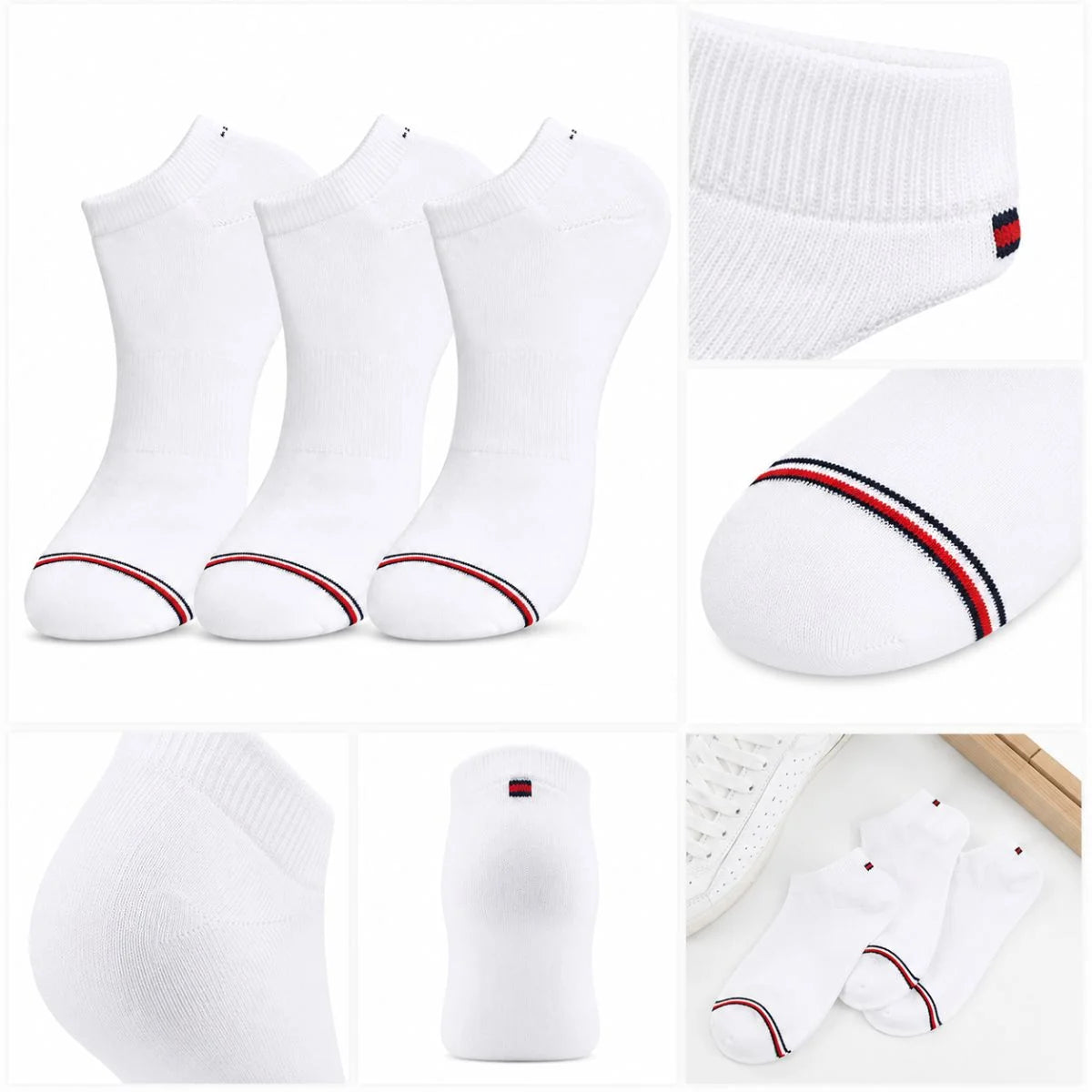 Tommy Hilfiger 3-Pack Low Cut Socks- WHT - 3 Pairs / White / OS