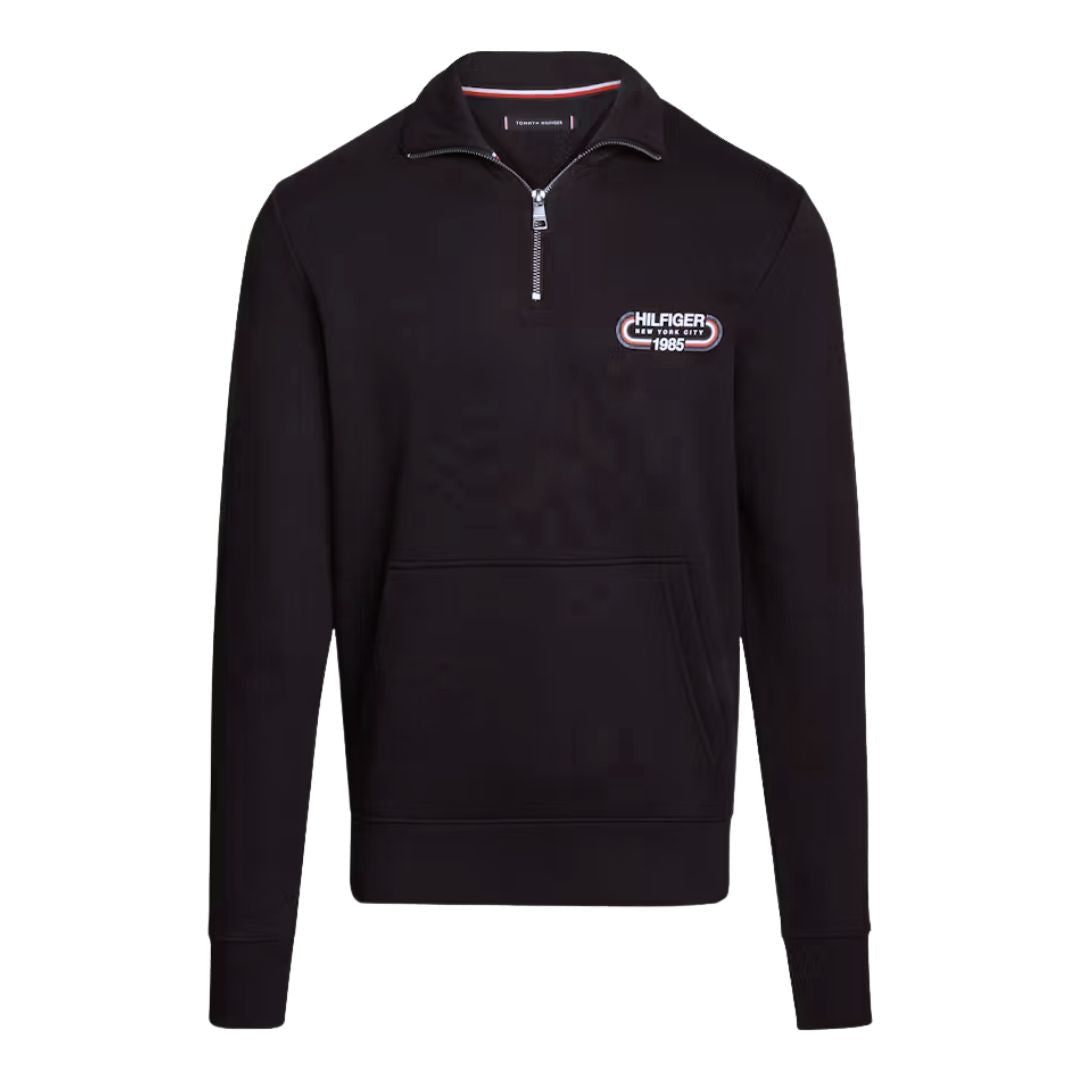 Tommy Hilfiger Archive Track Logo Half-Zip Sweatshirt Men MW0MW34382-BLK - Black / S