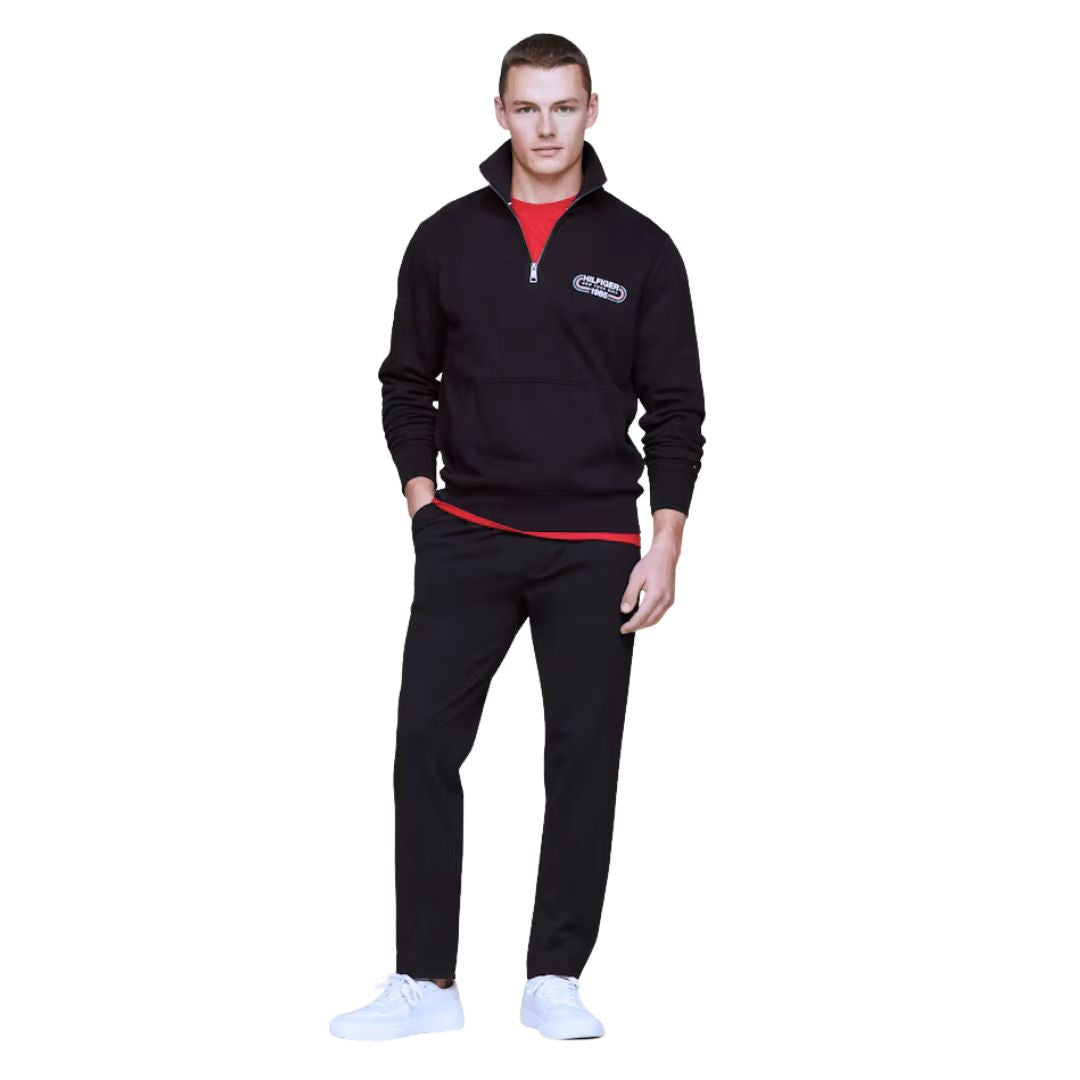 Tommy Hilfiger Archive Track Logo Half-Zip Sweatshirt Men MW0MW34382-BLK