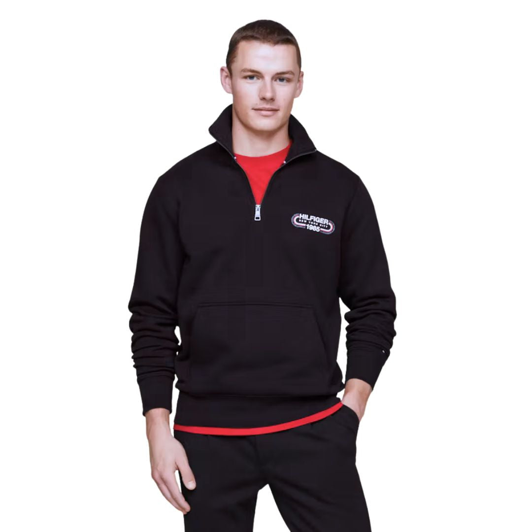 Tommy Hilfiger Archive Track Logo Half-Zip Sweatshirt Men MW0MW34382-BLK