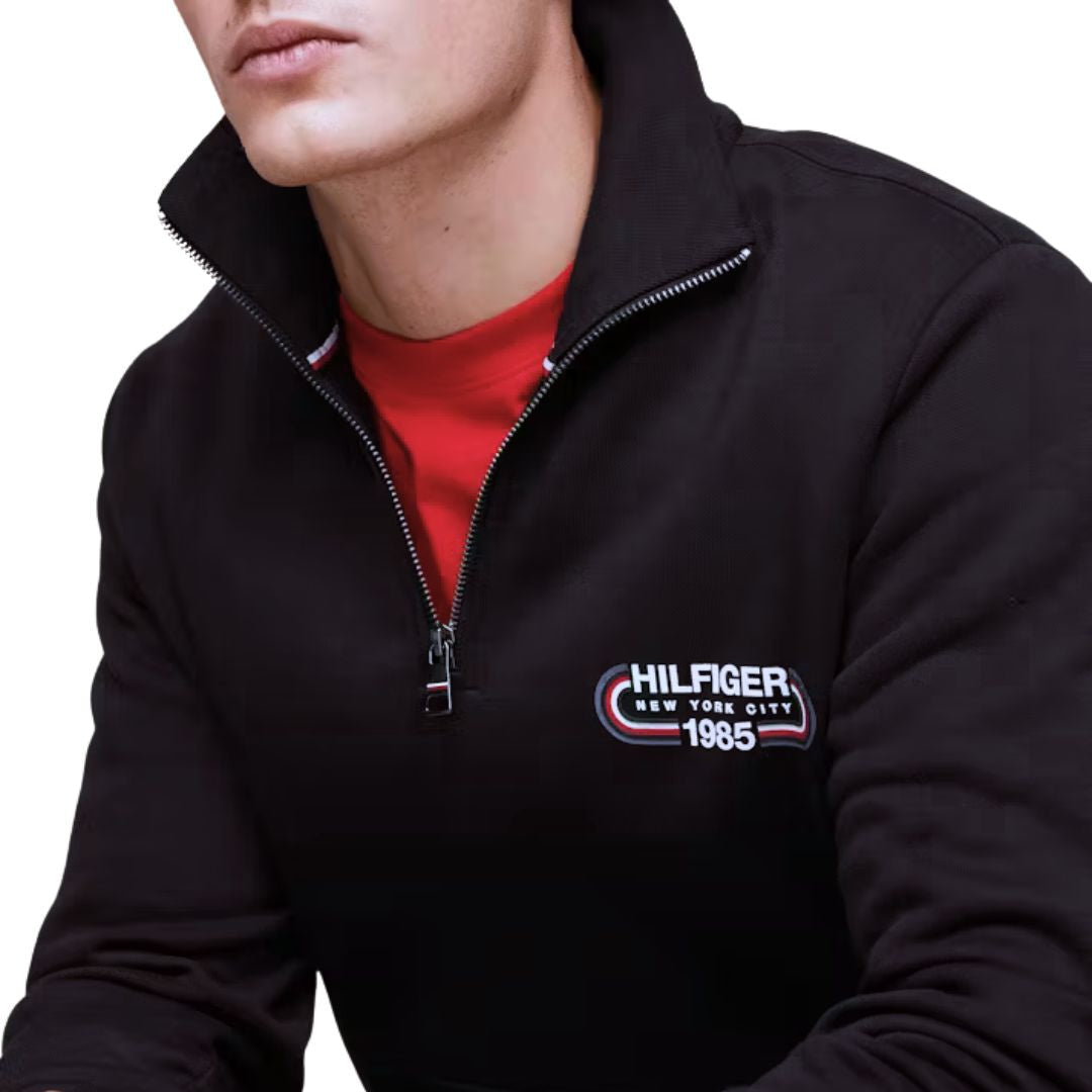 Tommy Hilfiger Archive Track Logo Half-Zip Sweatshirt Men MW0MW34382-BLK