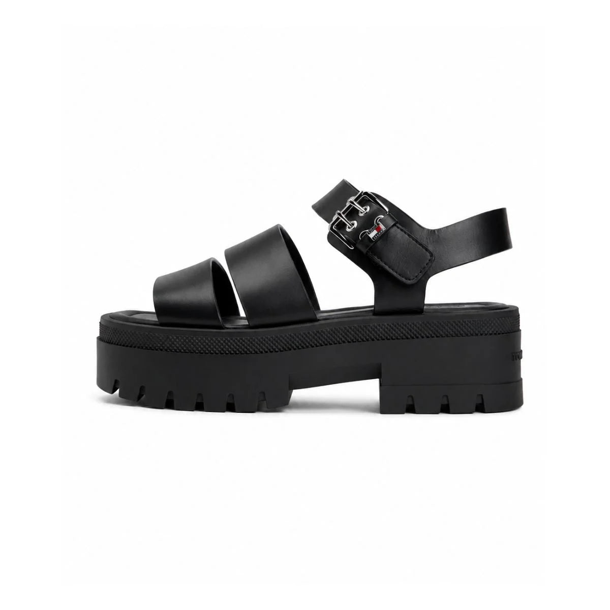 Tommy Hilfiger BUCKLE LEATHER CLEAT PLATFORM sandal Women - BLK
