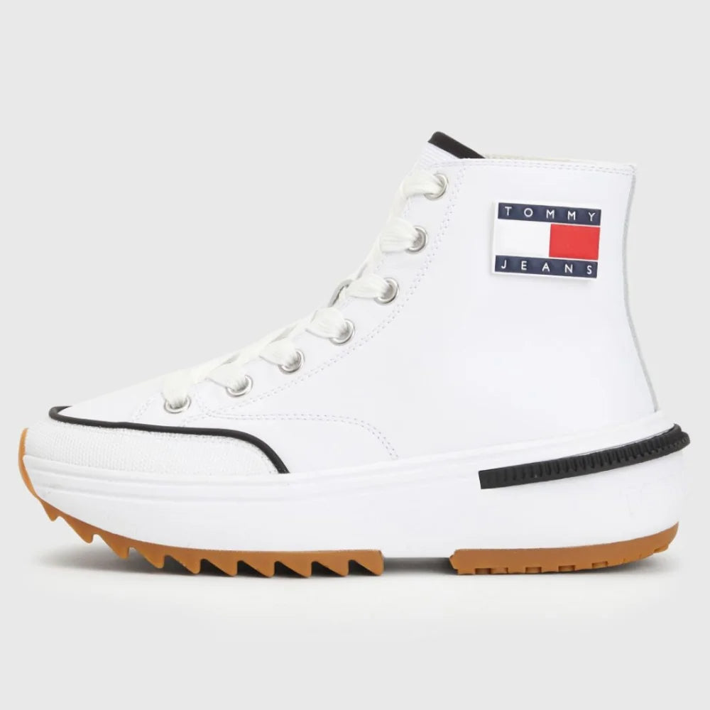 Tommy Hilfiger Chunky Cleat Leather Trainers Women - WHT - Shoes