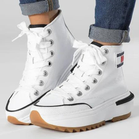 Tommy Hilfiger Chunky Cleat Leather Trainers Women - WHT - Shoes