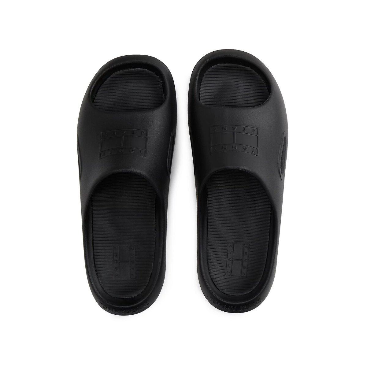 Tommy Hilfiger Cutout Embossed Pool Slides BLK