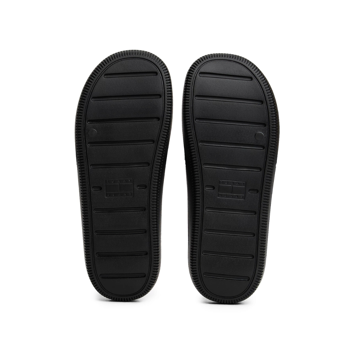 Tommy Hilfiger Cutout Embossed Pool Slides BLK