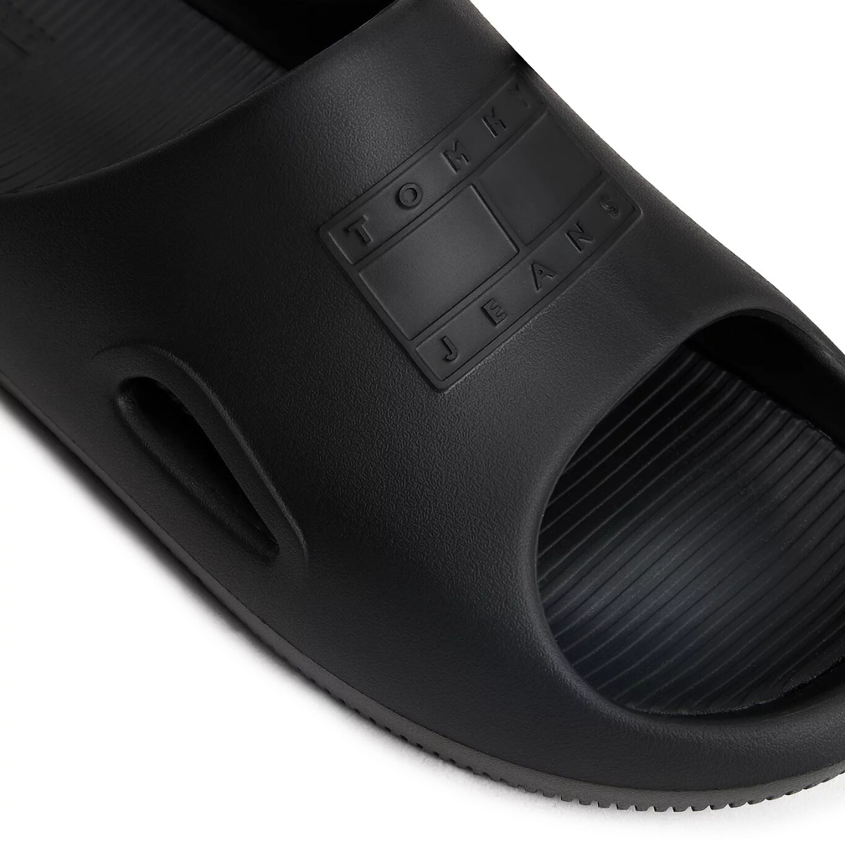 Tommy Hilfiger Cutout Embossed Pool Slides BLK