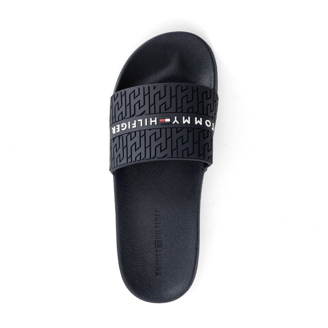 Tommy Hilfiger Dewts Logo Monogram Slides Men - BLK