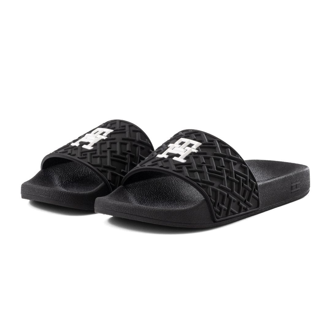 Tommy Hilfiger Dewts TH Monogram Slides Men - BLKWHT - Black / 40