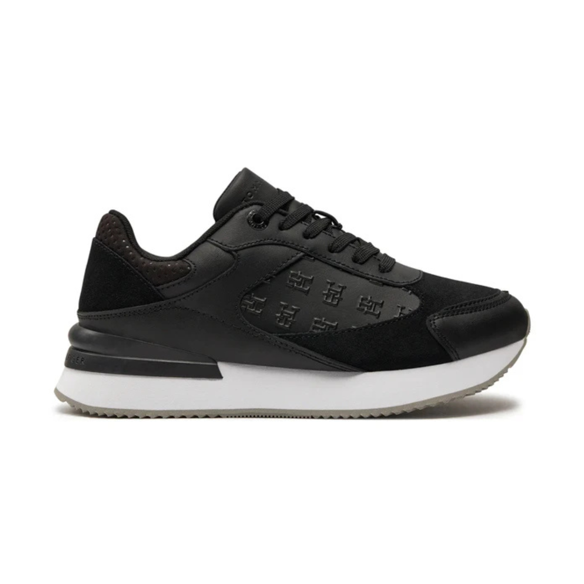 Tommy Hilfiger Elevated Leather Embossed Sneakers Women - BLK - Black / 37