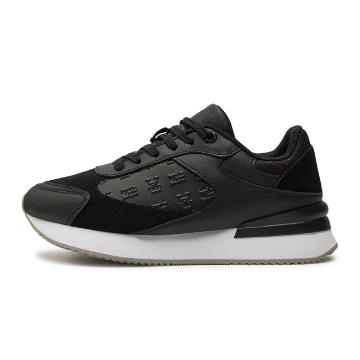Tommy Hilfiger Elevated Leather Embossed Sneakers Women - BLK