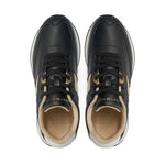 Tommy Hilfiger Elevated Metallic Heel Leather Runner Trainers Women - BLK