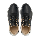 Tommy Hilfiger Elevated Metallic Heel Leather Runner Trainers Women - BLK