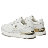 Tommy Hilfiger Elevated Metallic Heel Leather Runner Trainers Women - WHT