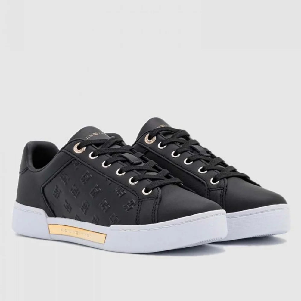 Tommy Hilfiger Embossed Monogram Sneakers - BLKWHT - Black / 37 - Shoes