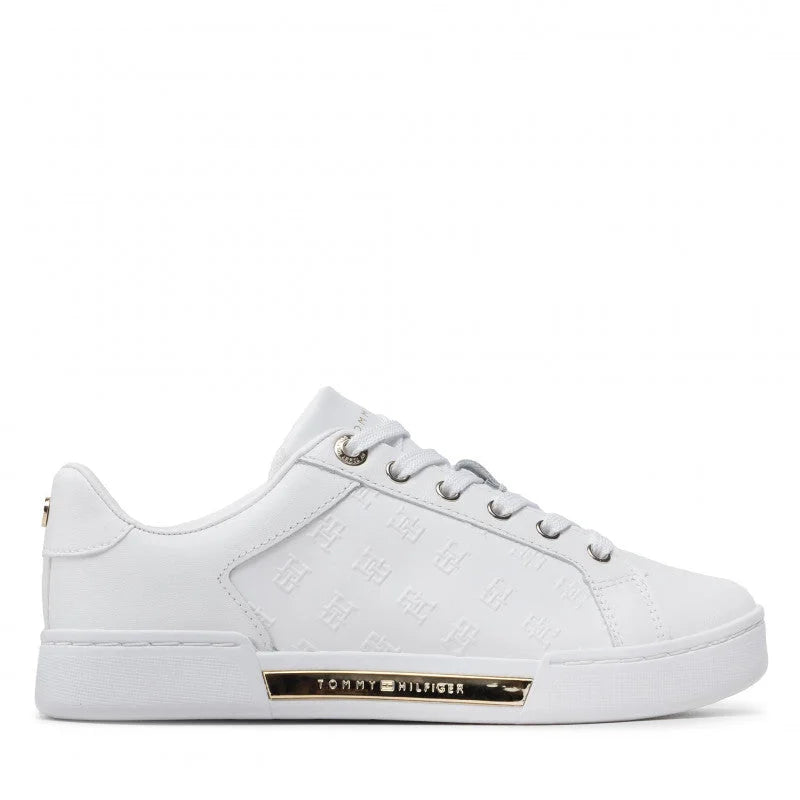 Tommy Hilfiger Embossed Monogram Sneakers - WHTGLD - Shoes