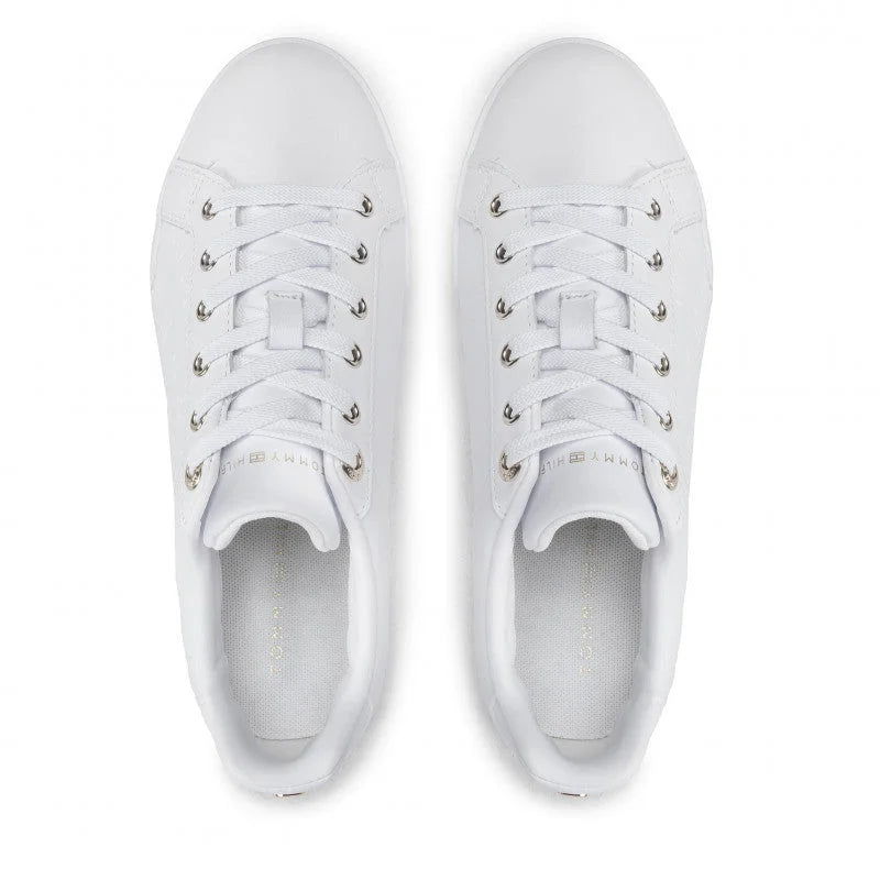 Tommy Hilfiger Embossed Monogram Sneakers - WHTGLD - Shoes