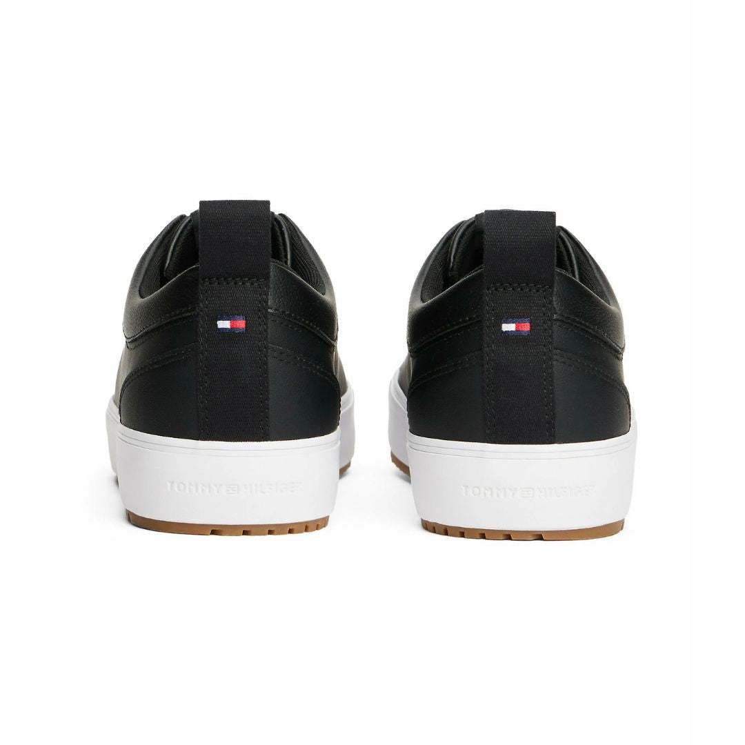 Tommy Hilfiger Fine-Cleat Leather Trainers Men FM0FM05625-BLK