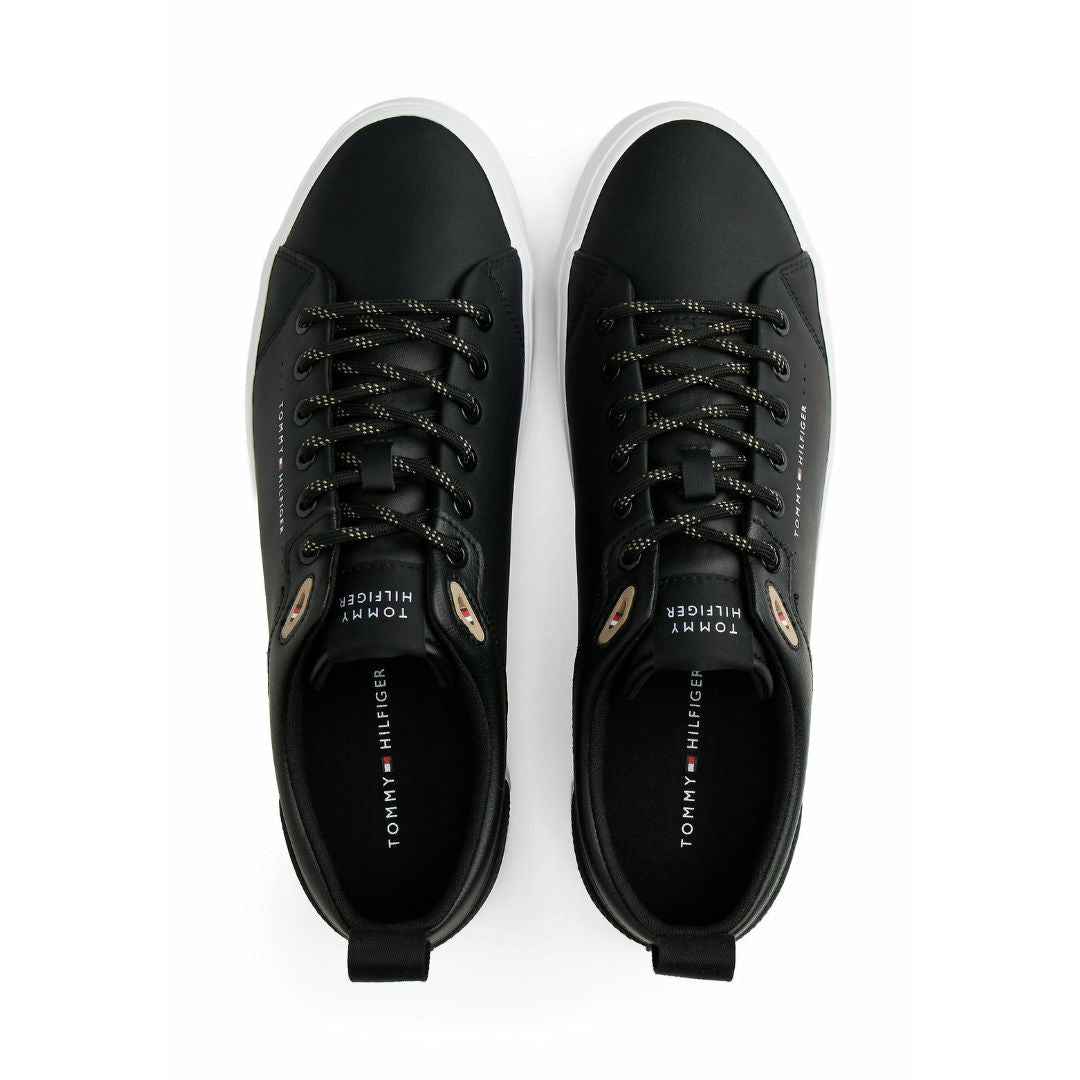 Tommy Hilfiger Fine-Cleat Leather Trainers Men FM0FM05625-BLK