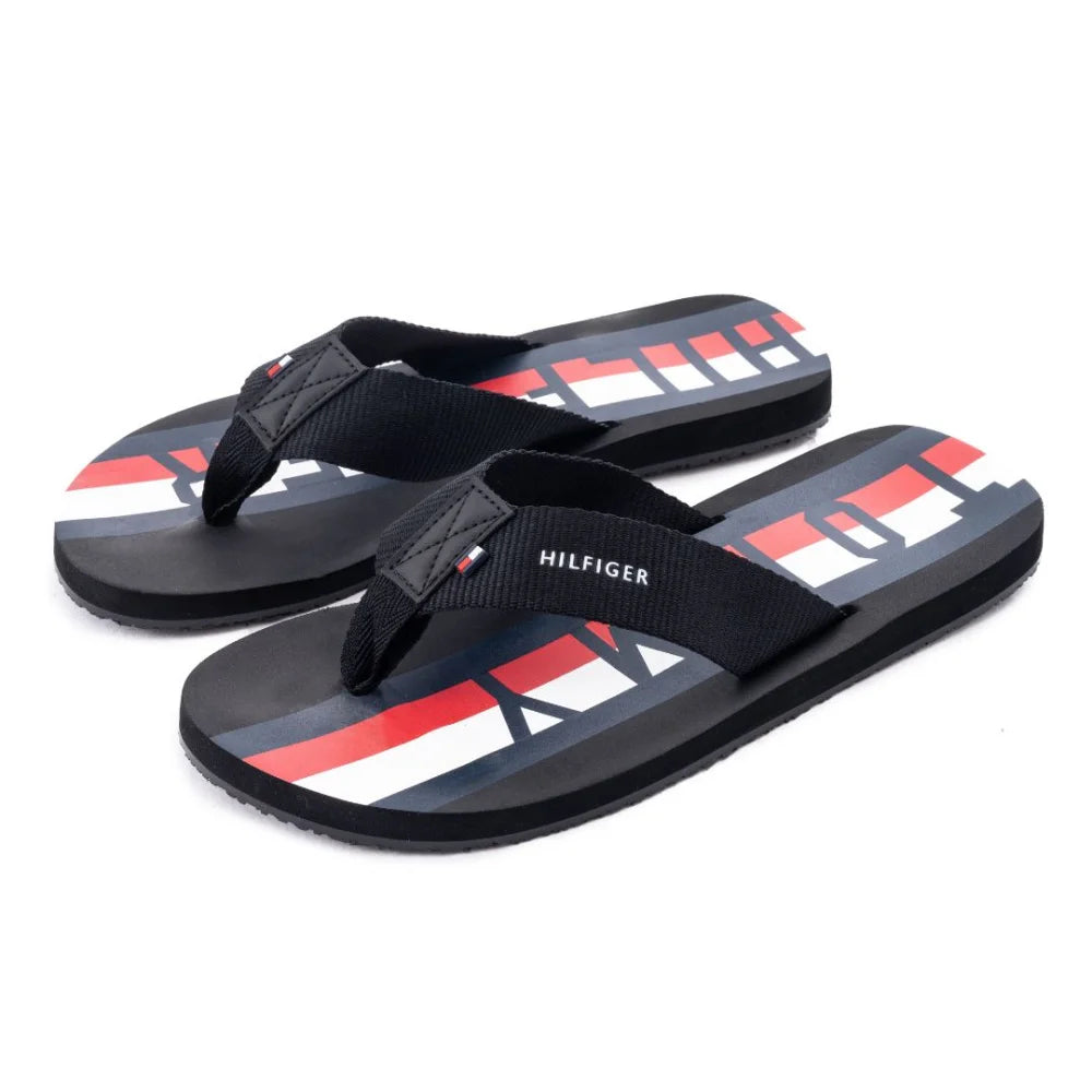 Tommy Hilfiger Flag Logo Flip Flop Men - NVYRED - Black / 45 - Shoes