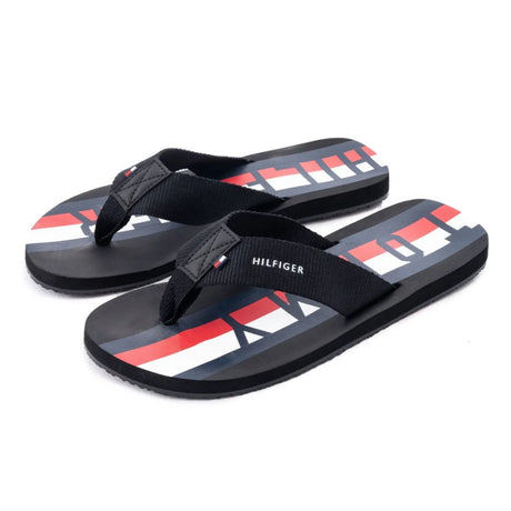 Tommy Hilfiger Flag Logo Flip Flop Men - NVYRED - Black / 45 - Shoes