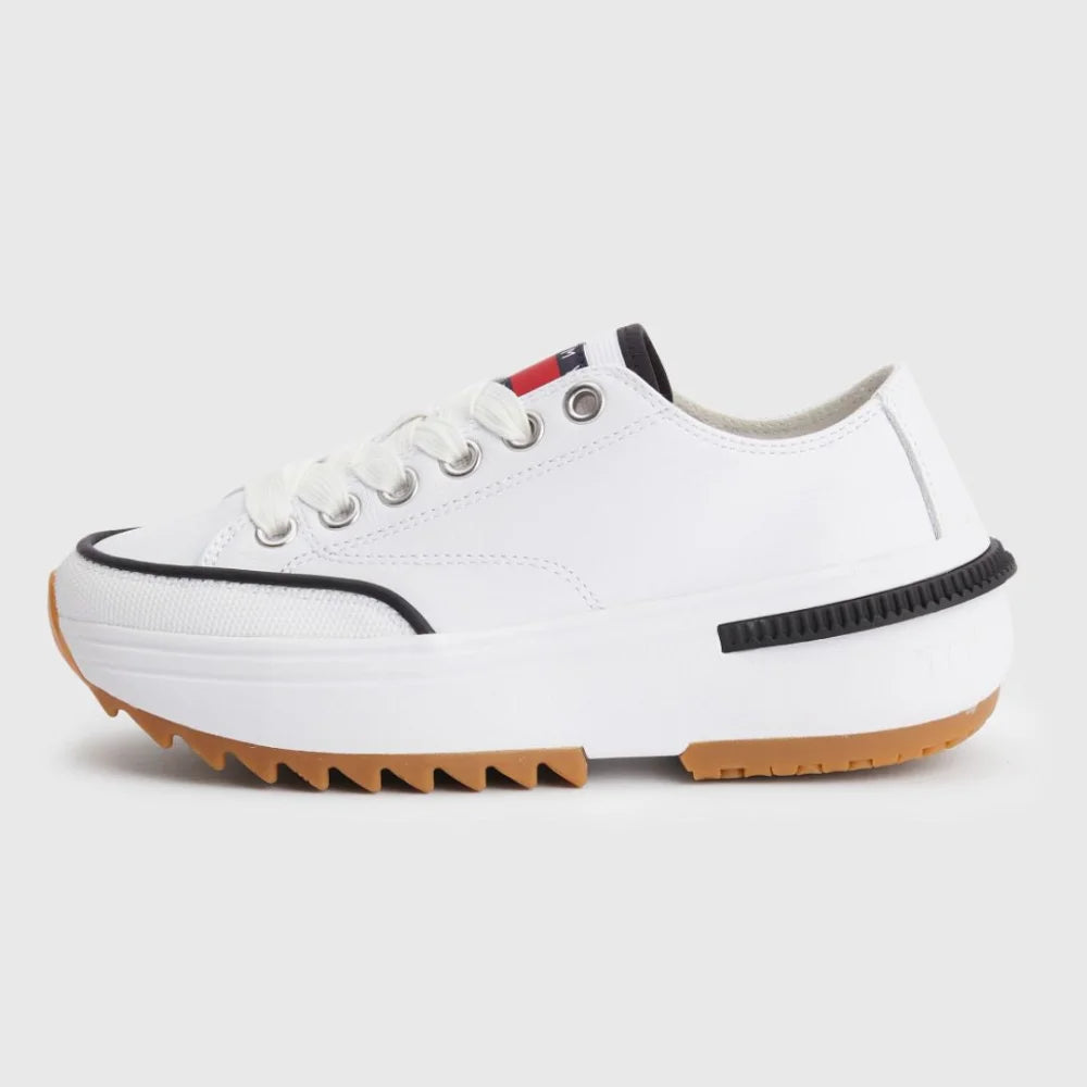 Tommy Hilfiger Flatform Cleat Leather Trainers Women - WHT - Shoes