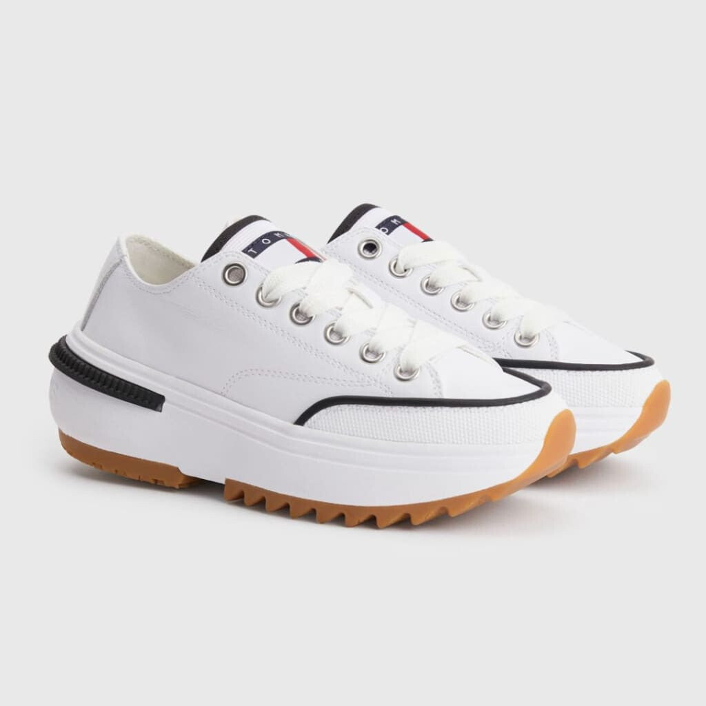Tommy Hilfiger Flatform Cleat Leather Trainers Women - WHT - White / 38 / M - Shoes