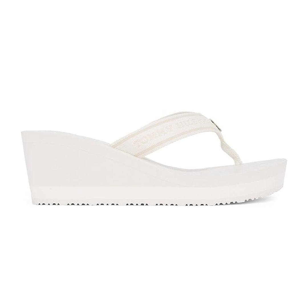 Tommy Hilfiger Flip Flops TH Stripes Wedge Beach Sandal FW0FW08521 WHT