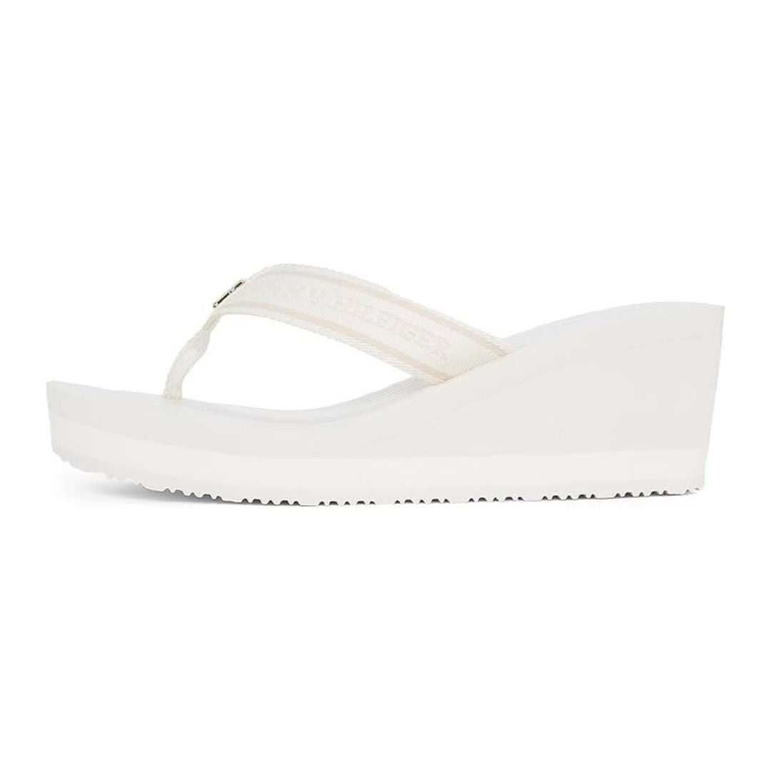 Tommy Hilfiger Flip Flops TH Stripes Wedge Beach Sandal FW0FW08521 WHT