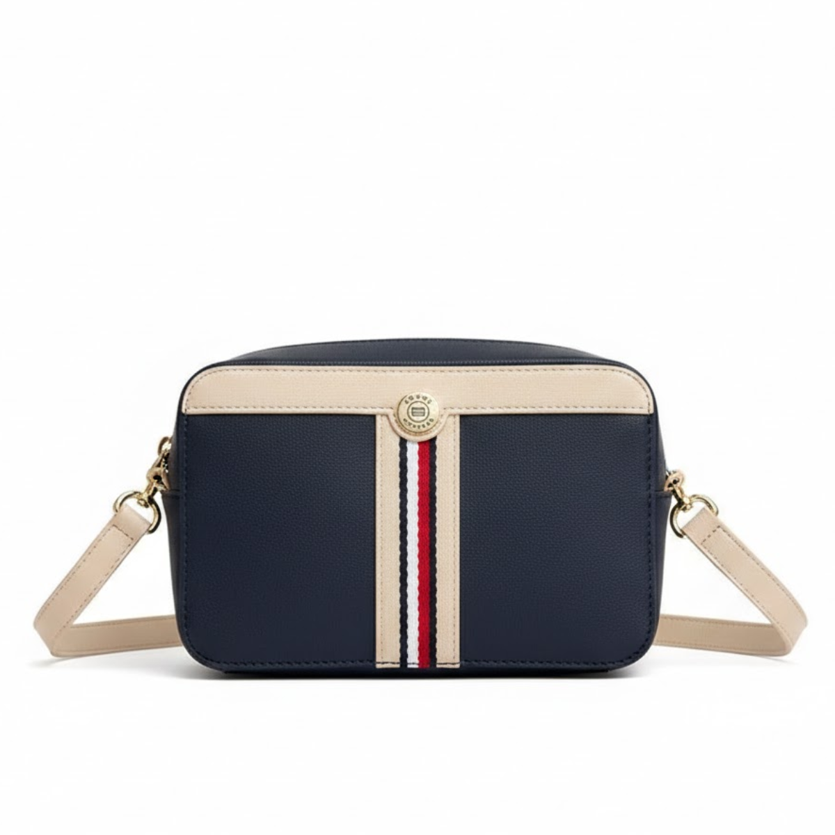 Tommy Hilfiger Gold Stripes in the Center Crossbody Bag - NVYBEG - Navy-Beige
