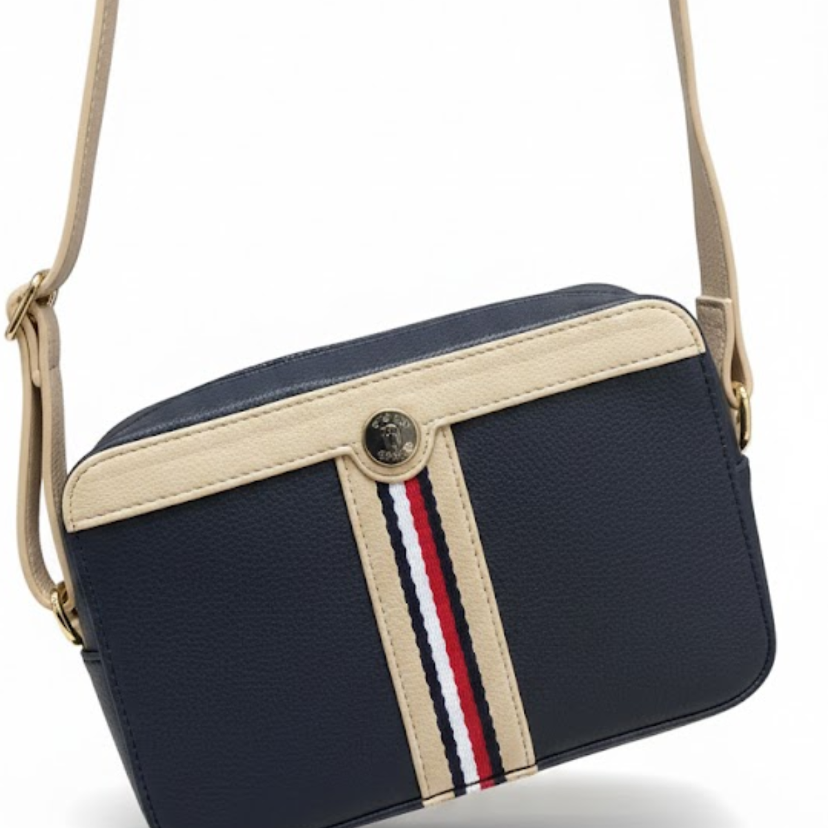 Tommy Hilfiger Gold Stripes in the Center Crossbody Bag - NVYBEG - Navy-Beige