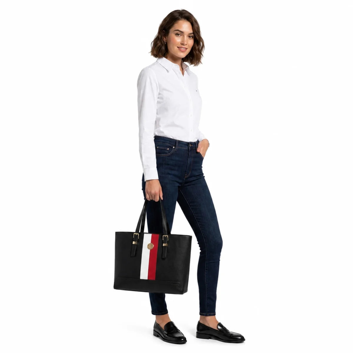 Tommy Hilfiger Honey Med Tote Corp Bag Women - BLK - Black