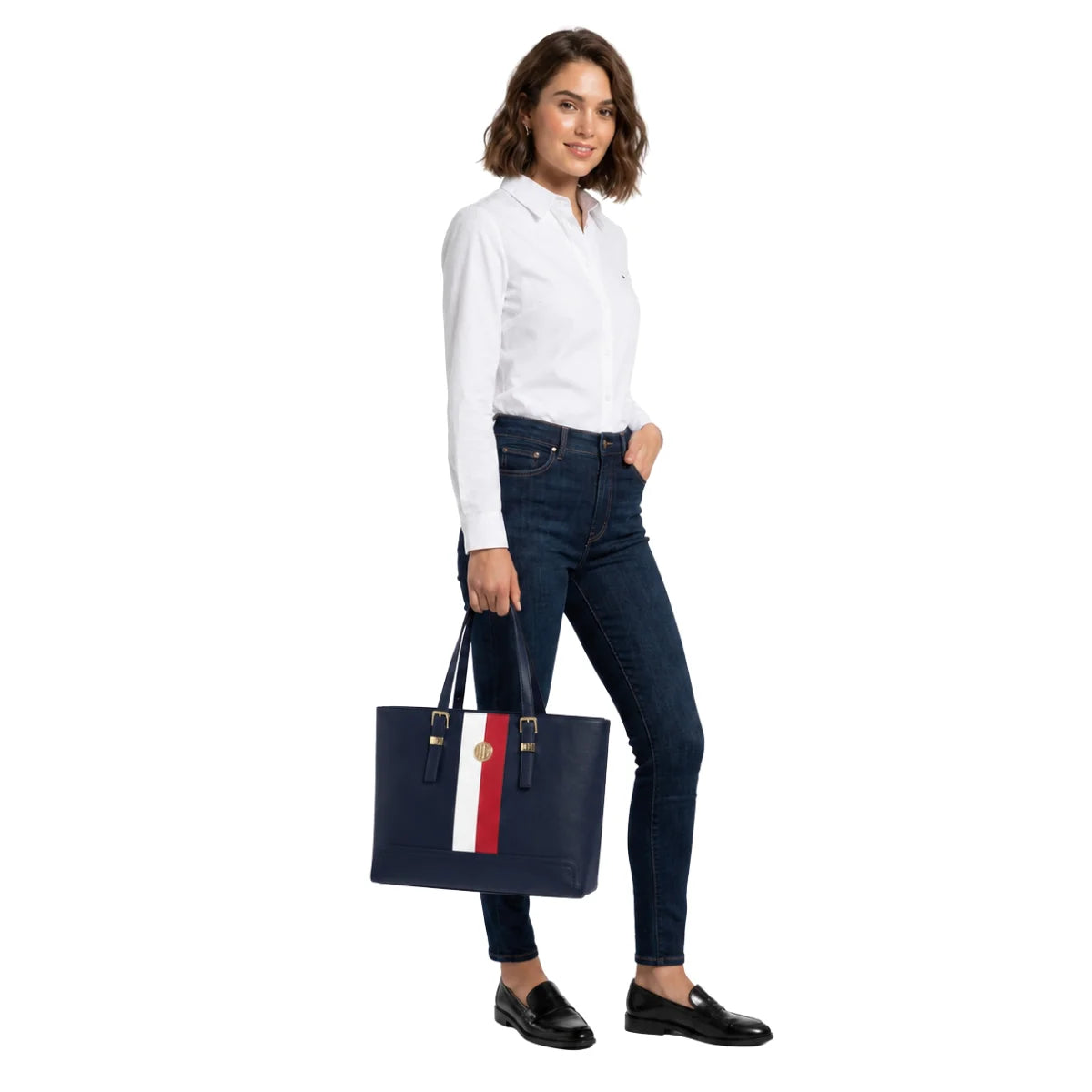 Tommy Hilfiger Honey Med Tote Corp Bag Women -NVY - Navy