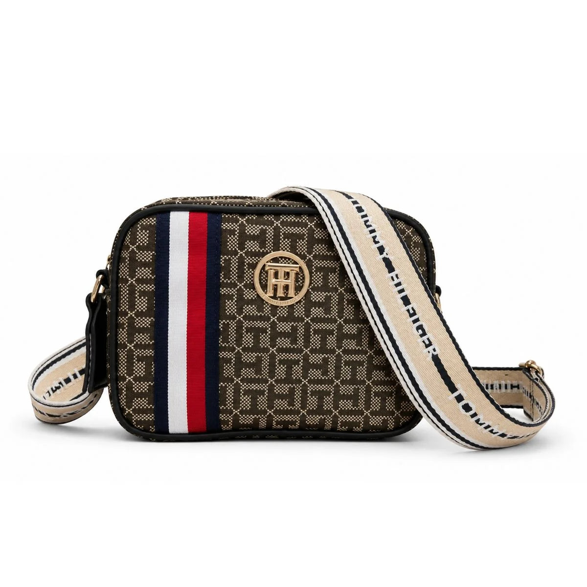 Tommy Hilfiger Iconic Monogram Camera Crossbody Bag - BEG - Beige