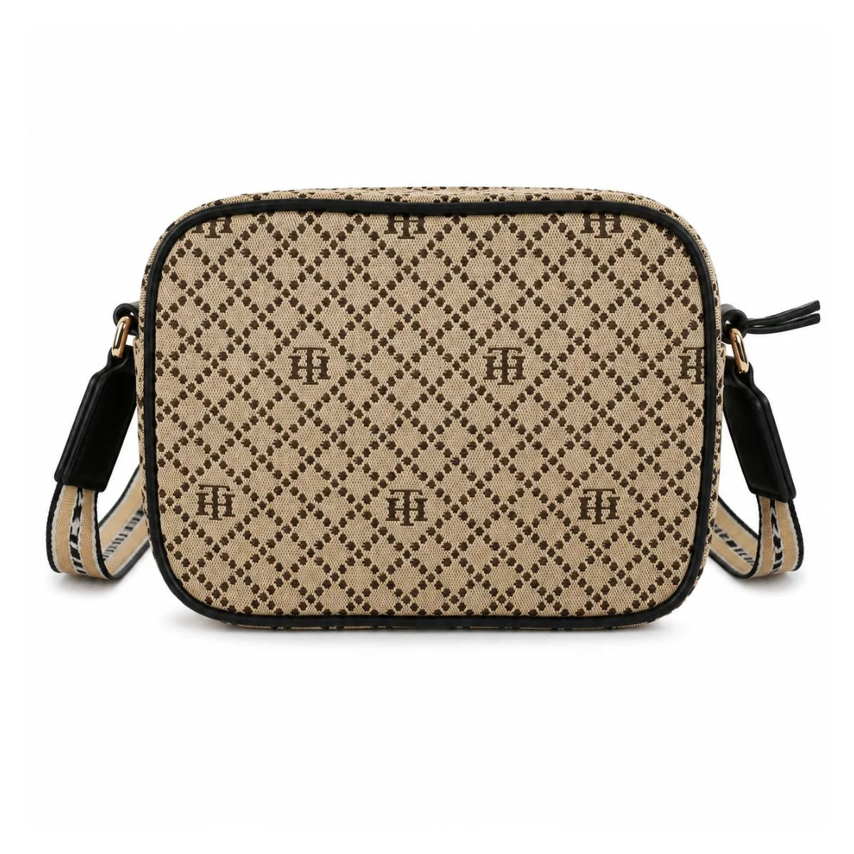 Tommy Hilfiger Iconic Monogram Camera Crossbody Bag - BEGNVY - Beige-Navy