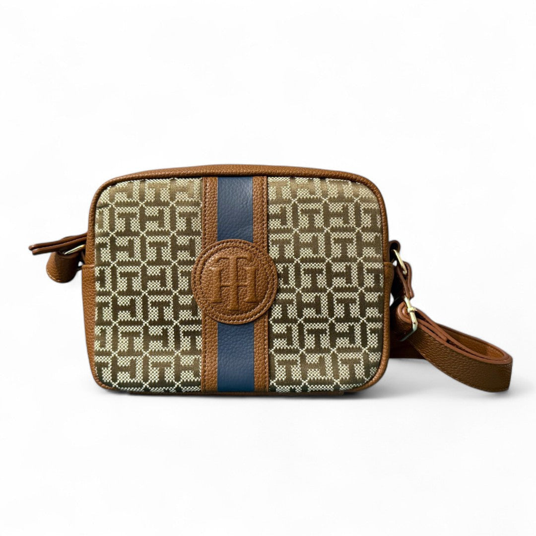 Tommy Hilfiger Iconic Monogram Camera Crossbody Bag OLVTAN Olive/ Tan