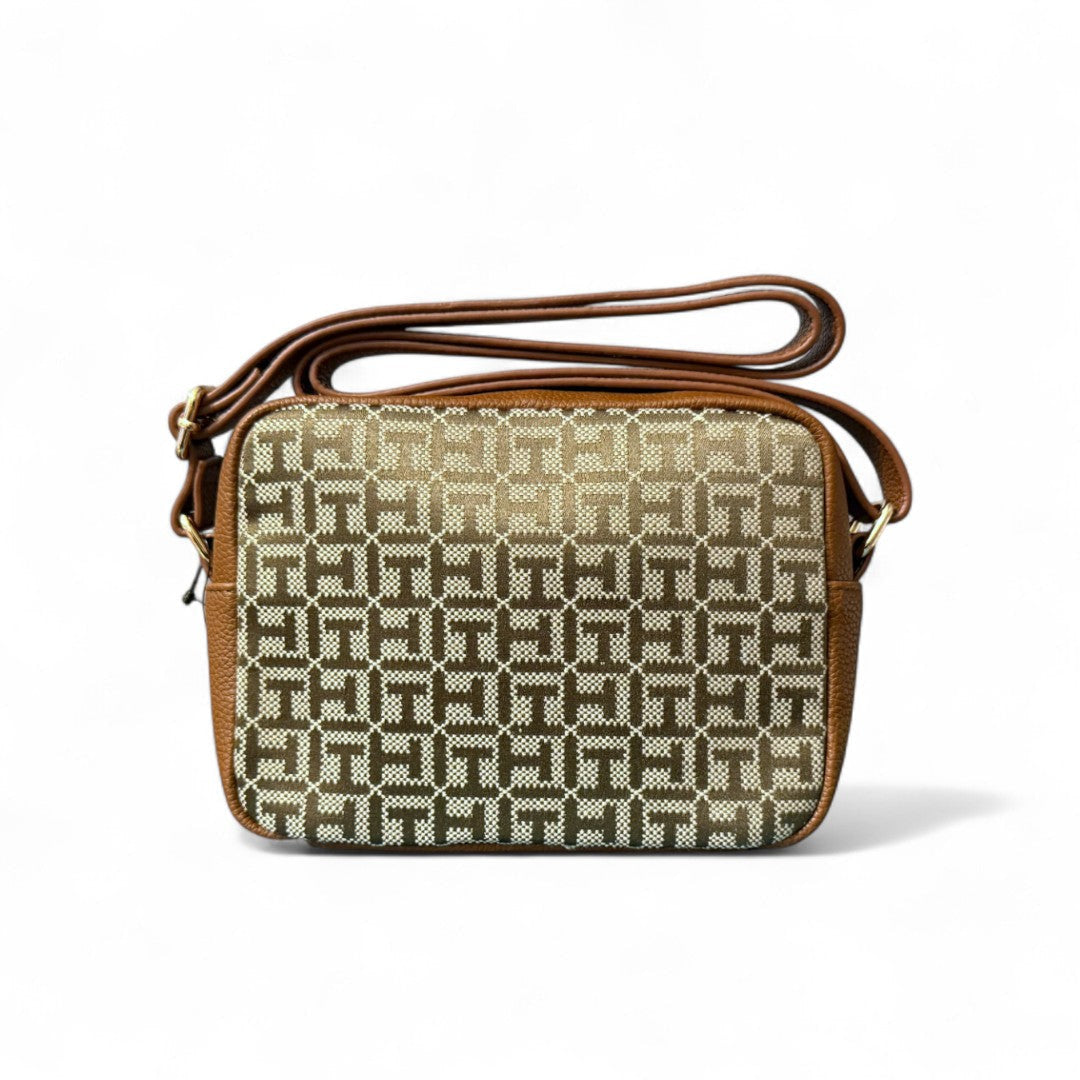 Tommy Hilfiger Iconic Monogram Camera Crossbody Bag OLVTAN Olive/ Tan