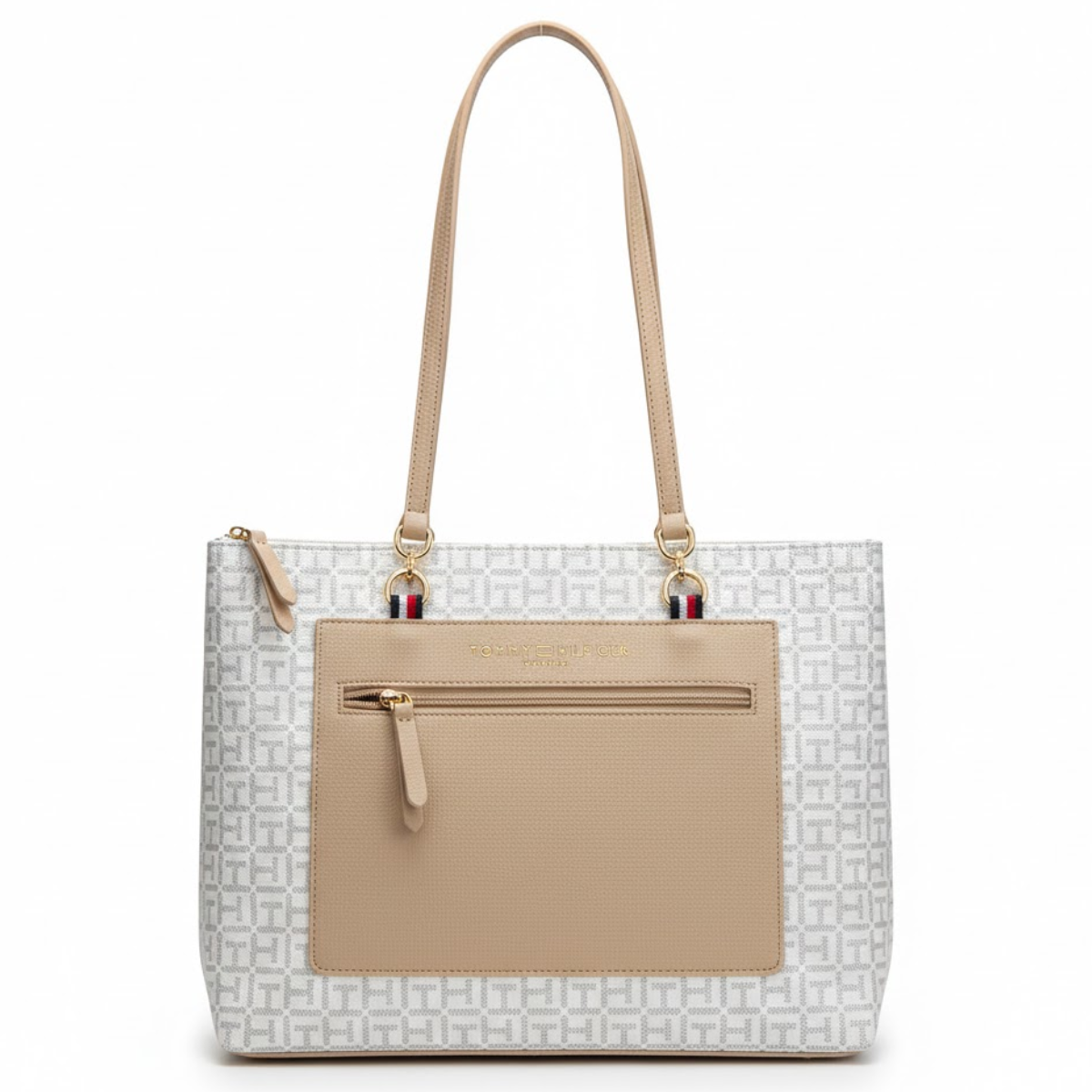 Tommy Hilfiger Jacquard Amelia Satchel Shoulder Bag women - BEGWHT - Beige-White
