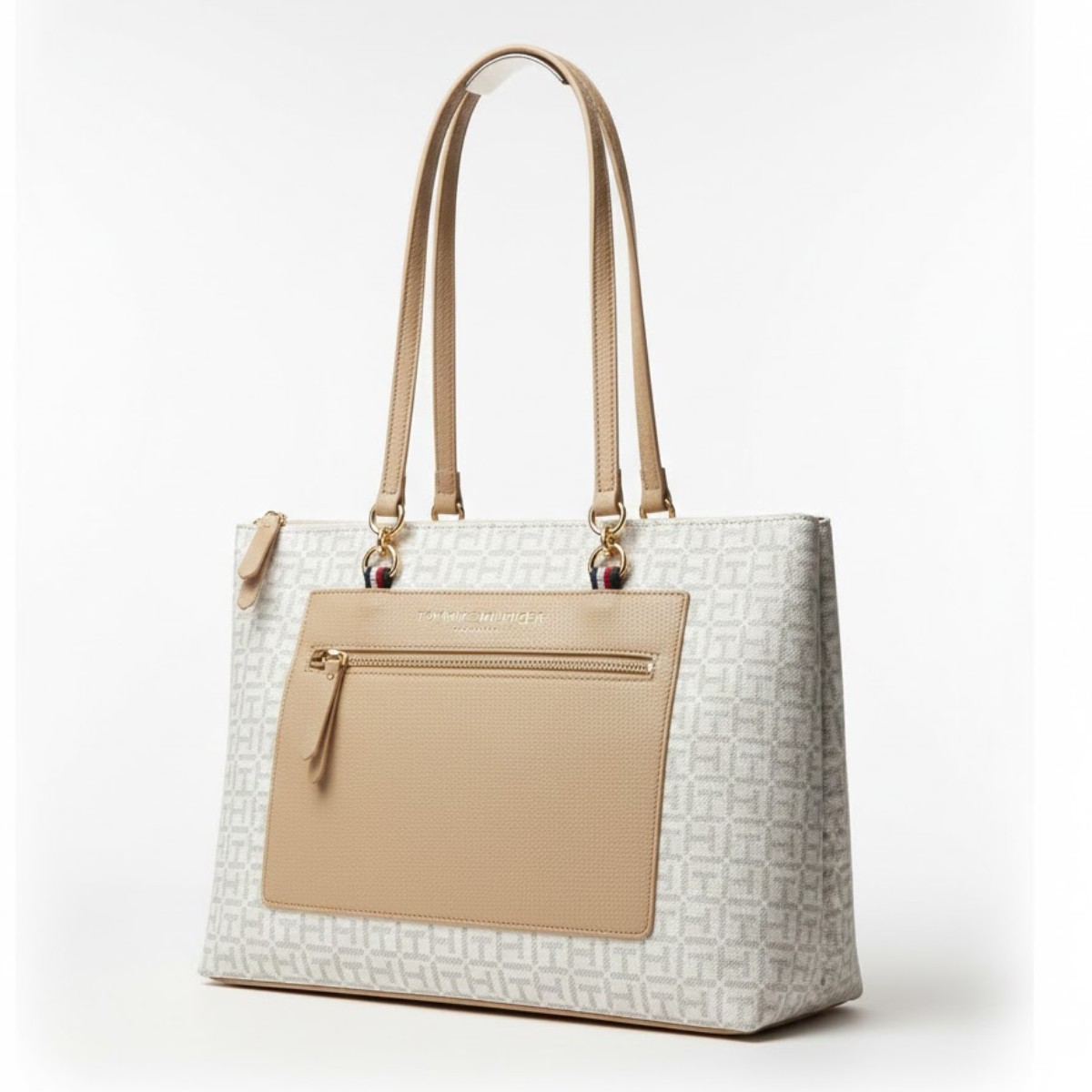 Tommy Hilfiger Jacquard Amelia Satchel Shoulder Bag women - BEGWHT - Beige-White