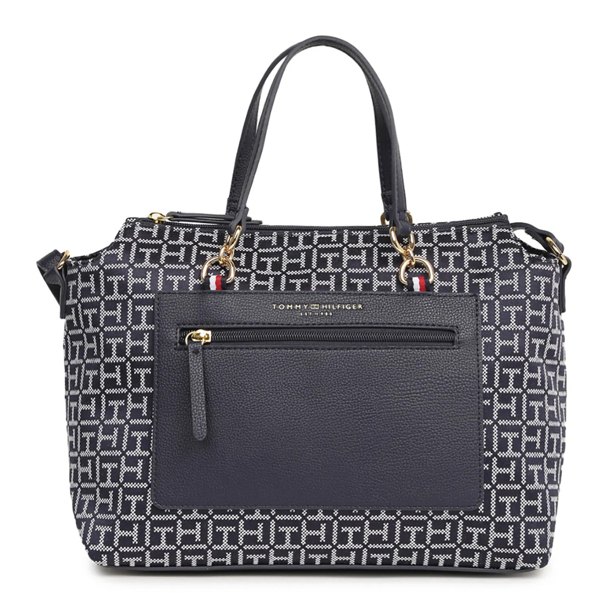 Tommy Hilfiger Jacquard Amelia Satchel Shoulder Bag women - BLKWHT - Black-White