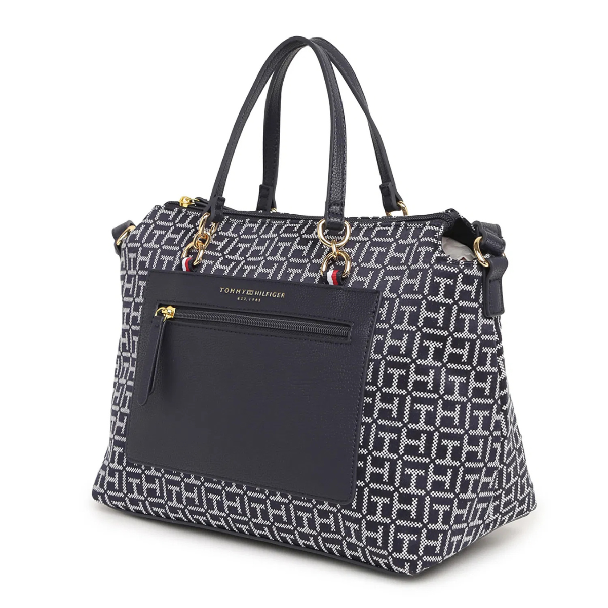 Tommy Hilfiger Jacquard Amelia Satchel Shoulder Bag women - BLKWHT - Black-White