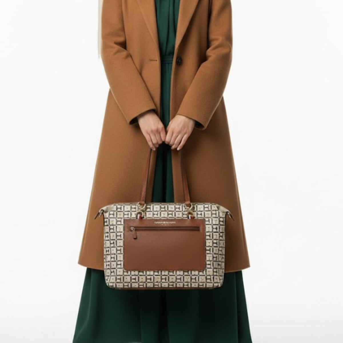 Tommy Hilfiger Jacquard Amelia Satchel Shoulder Bag women - BRN - Brown