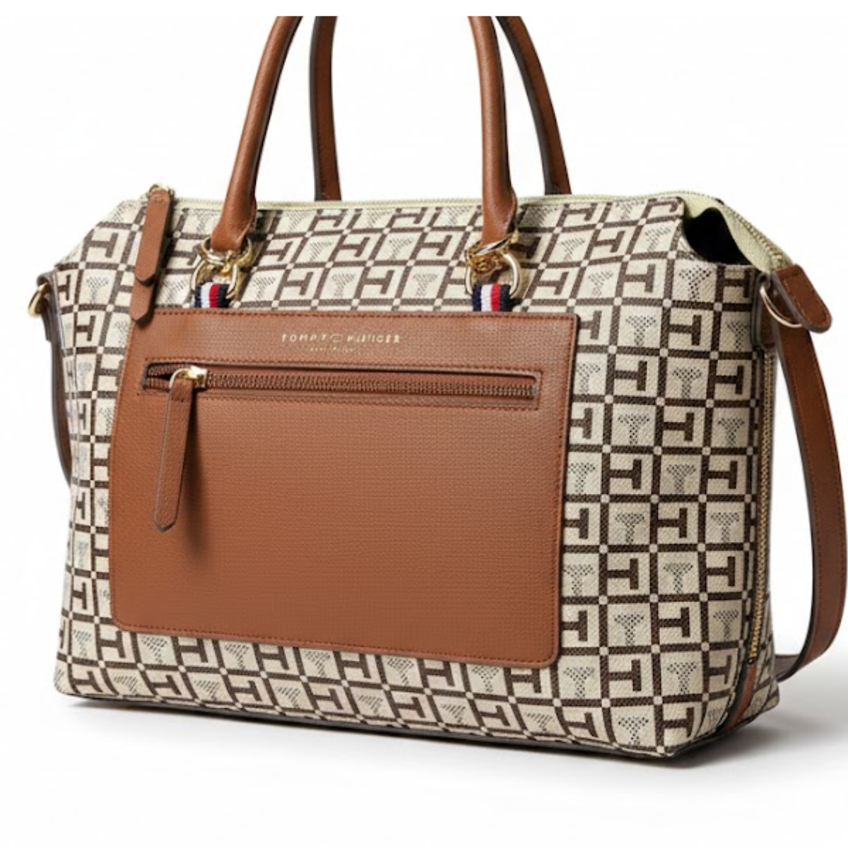 Tommy Hilfiger Jacquard Amelia Satchel Shoulder Bag women - BRN - Brown