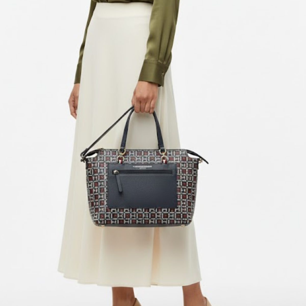 Tommy Hilfiger Jacquard Amelia Satchel Shoulder Bag women - NVYRED - Navy-Red