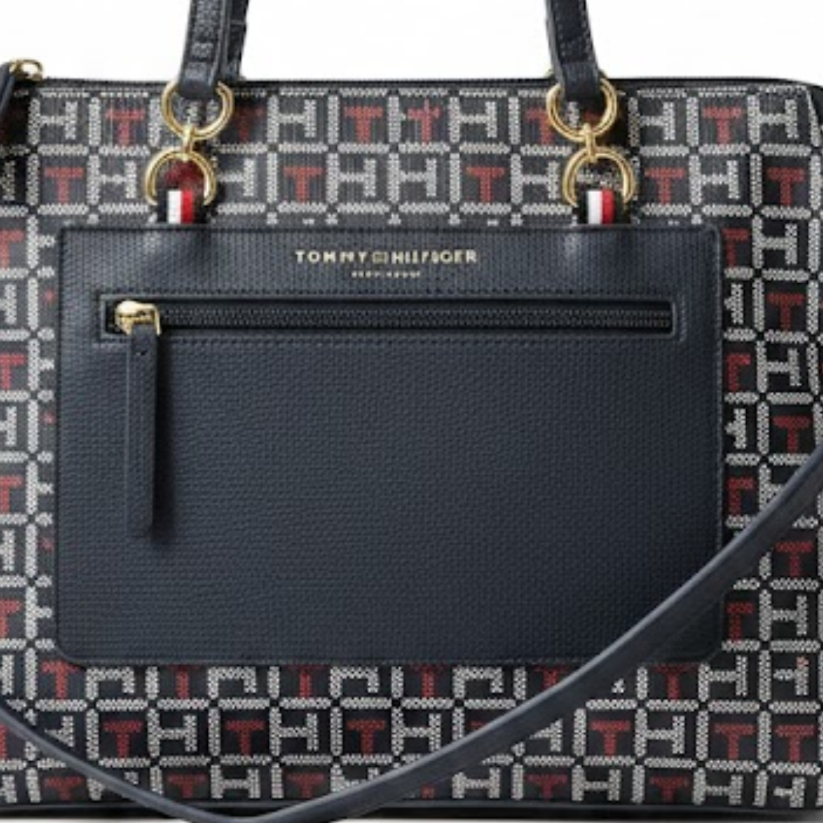 Tommy Hilfiger Jacquard Amelia Satchel Shoulder Bag women - NVYRED - Navy-Red